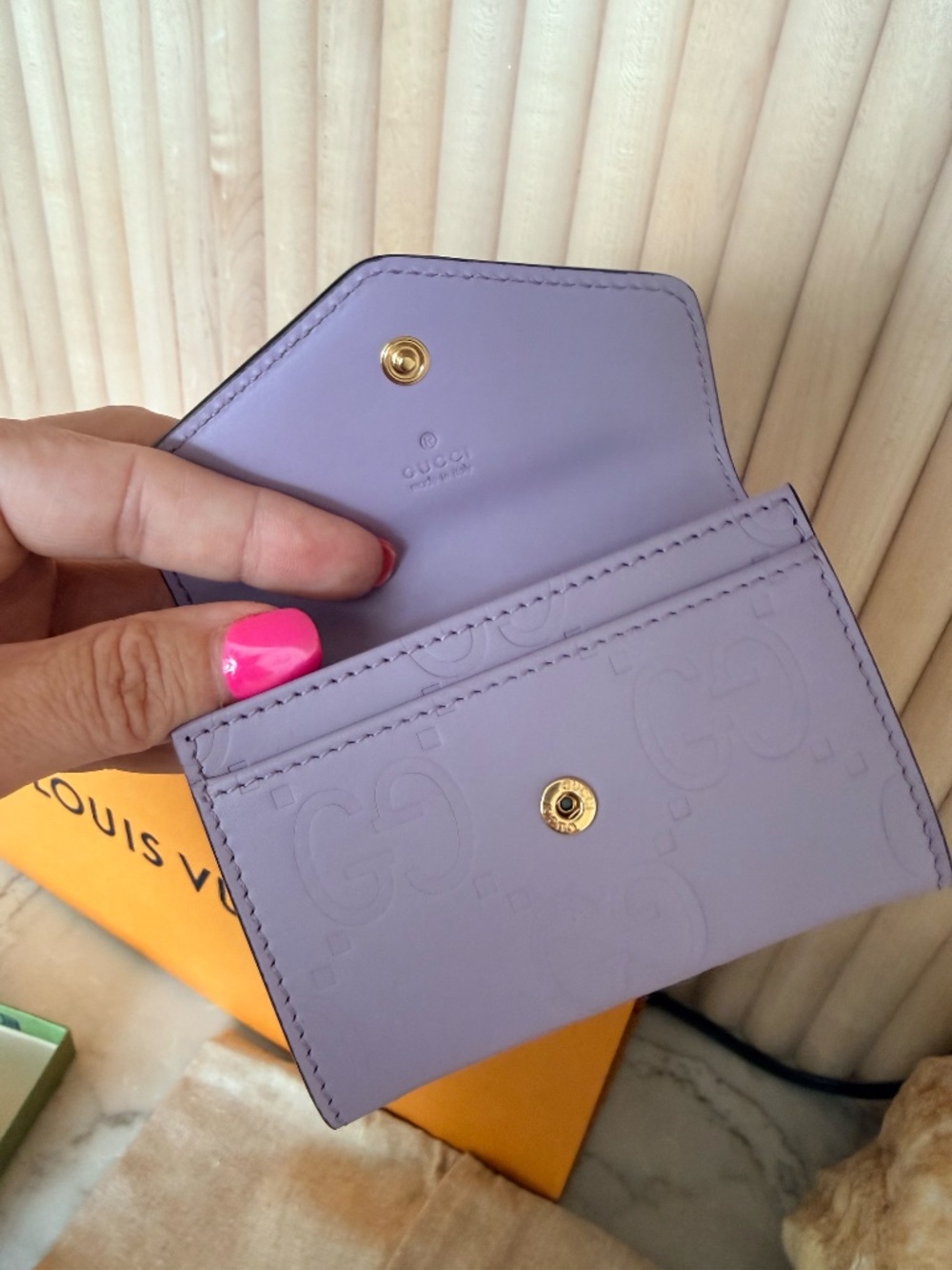 NWT Gucci Lavender/Lilac/Purple GG leather card holder wallet - Picture 3 of 6
